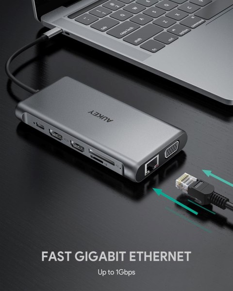 AUKEY HUB USB C CB-C78 12W1 RJ45 HDMI 4K PD 100W AUKEY HUB USB C CB-C78 12W1 RJ45 HDMI 4K PD 100W