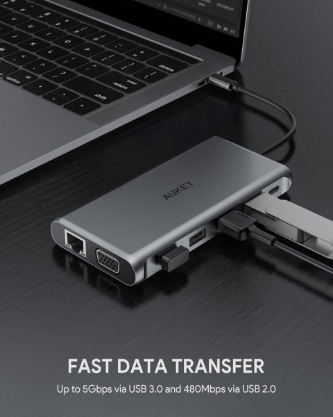 AUKEY HUB USB C CB-C78 12W1 RJ45 HDMI 4K PD 100W AUKEY HUB USB C CB-C78 12W1 RJ45 HDMI 4K PD 100W