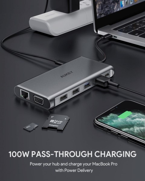 AUKEY HUB USB C CB-C78 12W1 RJ45 HDMI 4K PD 100W AUKEY HUB USB C CB-C78 12W1 RJ45 HDMI 4K PD 100W