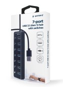 GEMBIRD HUB USB 3.1 (GEN 1) 7-PORTOWY Z PRZEŁĄCZNIKAMI, CZARNY