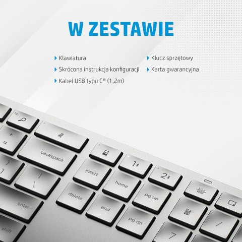 Klawiatura HP 970 Programmable Wireless Keyboard bezprzewodowa srebrna 3Z729AA Klawiatura HP 970 Programmable Wireless Keyboard bezprzewodowa srebrna 3Z729AA