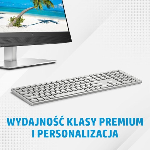 Klawiatura HP 970 Programmable Wireless Keyboard bezprzewodowa srebrna 3Z729AA Klawiatura HP 970 Programmable Wireless Keyboard bezprzewodowa srebrna 3Z729AA