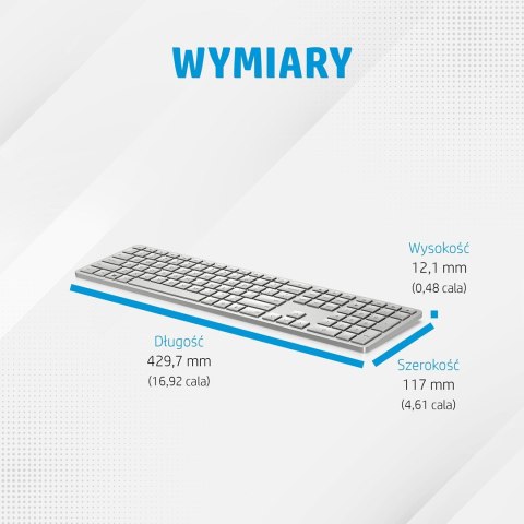 Klawiatura HP 970 Programmable Wireless Keyboard bezprzewodowa srebrna 3Z729AA Klawiatura HP 970 Programmable Wireless Keyboard bezprzewodowa srebrna 3Z729AA