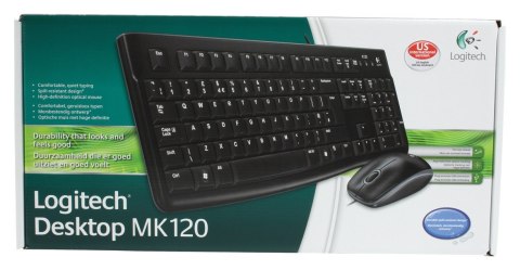Zestaw klawiatura + mysz membranowa Logitech MK120 920-002563 (USB 2.0; (US); kolor czarny; optyczna) Zestaw klawiatura + mysz membranowa Logitech MK120 920-002563 (USB 2.0; (US); kolor czarny; optyczna)