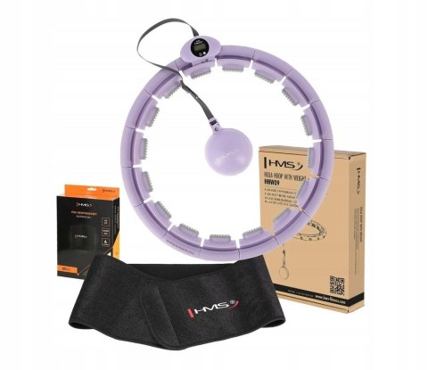 Hula Hop HMS HHW09 z licznikiem i piłką grawitacyjną fioletowy + pas BR163 czarny zestaw
