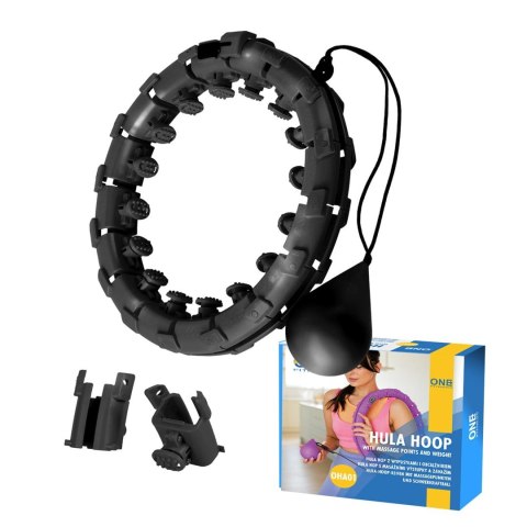 Hula Hop One Fitness OHA01 z obciążnikiem i wypustkami czarny Hula Hop One Fitness OHA01 z obciążnikiem i wypustkami czarny