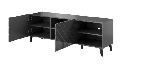 Szafka RTV ABETO 150x42x52 grafit/grafit połysk Szafka RTV ABETO 150x42x52 grafit/grafit połysk