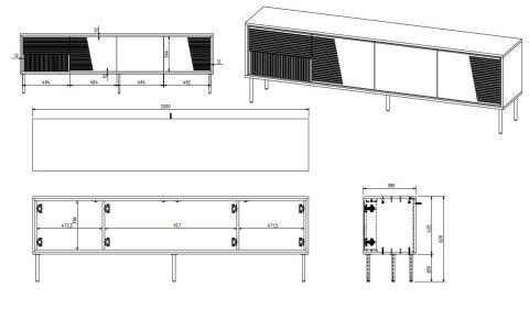 Szafka RTV ABI 4D 200x38x62 kaszmir mat Szafka RTV ABI 4D 200x38x62 kaszmir mat