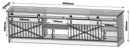 Szafka RTV GRANERO 200x56,7x35 biały/biały połysk