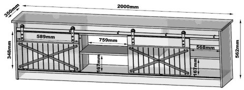 Szafka RTV GRANERO 200x56,7x35 dąb wotan Szafka RTV GRANERO 200x56,7x35 dąb wotan