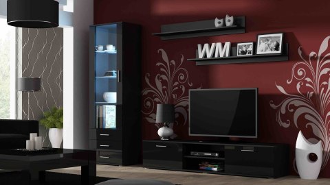 Szafka RTV SOHO 180 czarny/ czarny połysk Szafka RTV SOHO 180 czarny/ czarny połysk