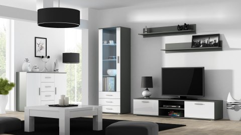 Szafka RTV SOHO 180 szary/ biały połysk Szafka RTV SOHO 180 szary/ biały połysk