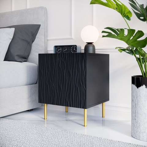 Szafka nocna 2szt. JUNGLE 53,5x40,5x44 czarny mat + złote nóżki Szafka nocna 2szt. JUNGLE 53,5x40,5x44 czarny mat + złote nóżki