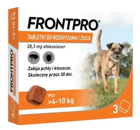 FRONTPRO Tabletki na pchły i kleszcze dla psa (>4-10 kg) - 3x 28,3mg FRONTPRO Tabletki na pchły i kleszcze dla psa (>4-10 kg) - 3x 28,3mg