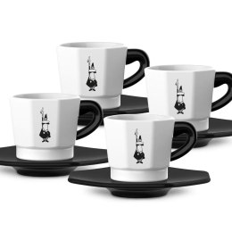 Bialetti zestaw 4 filiżanek+podstawka biało-czarny