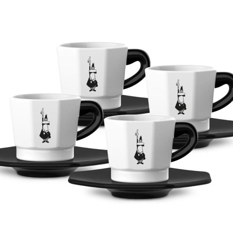 Bialetti zestaw 4 filiżanek+podstawka biało-czarny Bialetti zestaw 4 filiżanek+podstawka biało-czarny