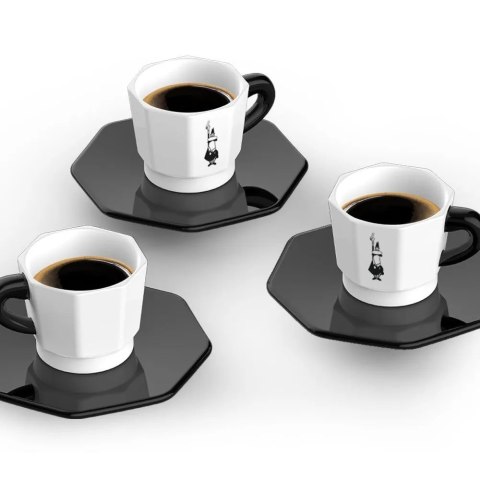 Bialetti zestaw 4 filiżanek+podstawka biało-czarny Bialetti zestaw 4 filiżanek+podstawka biało-czarny