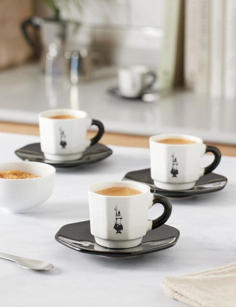 Bialetti zestaw 4 filiżanek+podstawka biało-czarny Bialetti zestaw 4 filiżanek+podstawka biało-czarny