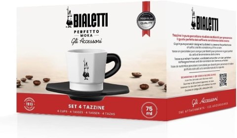 Bialetti zestaw 4 filiżanek+podstawka biało-czarny Bialetti zestaw 4 filiżanek+podstawka biało-czarny