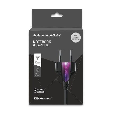 Zasilacz Qoltec 51502.65W do notebooka Lenovo (20 V; 3,25 A; 65W; Slim Tip ) Zasilacz Qoltec 51502.65W do notebooka Lenovo (20 V; 3,25 A; 65W; Slim Tip )