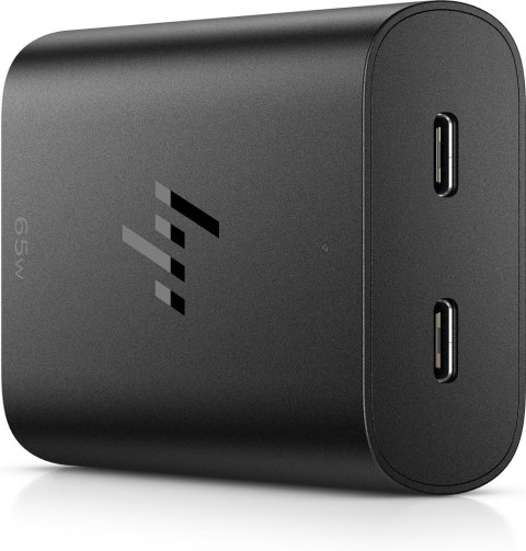 Zasilacz sieciowy HP 65W GaN 2xUSB-C czarny 600Q7AA Zasilacz sieciowy HP 65W GaN 2xUSB-C czarny 600Q7AA