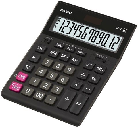CASIO KALKULATOR BIUROWY GR-12 CZARNY, 12 CYFROWY WYŚWIETLACZ CASIO KALKULATOR BIUROWY GR-12 CZARNY, 12 CYFROWY WYŚWIETLACZ