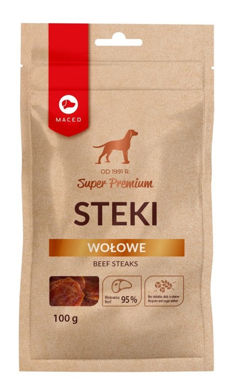 MACED Steki Wołowe - przysmak dla psa - 100 g MACED Steki Wołowe - przysmak dla psa - 100 g