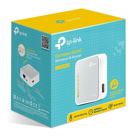 Router bezprzewodowy TP-LINK TL-MR3020/EU (3G/4G/LTE USB; 2,4 GHz) Router bezprzewodowy TP-LINK TL-MR3020/EU (3G/4G/LTE USB; 2,4 GHz)