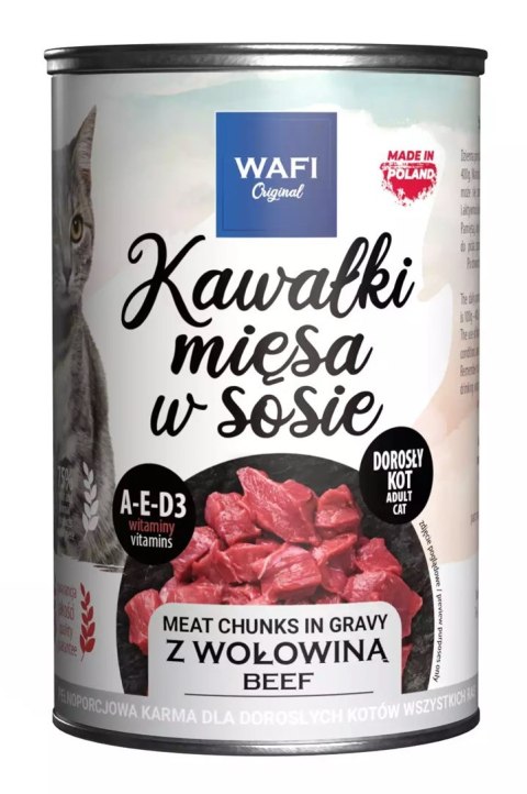 WAFI Puszka kawałki mięsne dla kota z wołowiną 415g WAFI Puszka kawałki mięsne dla kota z wołowiną 415g