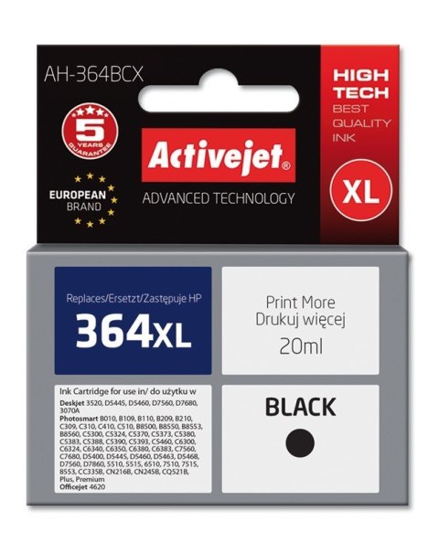 Activejet AH-364BCX Tusz (zamiennik HP 364XL CN684EE; Premium; 20 ml; czarny) (WYPRZEDAŻ) Activejet AH-364BCX Tusz (zamiennik HP 364XL CN684EE; Premium; 20 ml; czarny) (WYPRZEDAŻ)