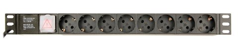 GEMBIRD LISTWA ZASILAJĄCA RACK 19" PDU EG-PDU-014-C14 1U, 10A, 8X SCHUKO, WTYK C14, KABEL 3M GEMBIRD LISTWA ZASILAJĄCA RACK 19" PDU EG-PDU-014-C14 1U, 10A, 8X SCHUKO, WTYK C14, KABEL 3M