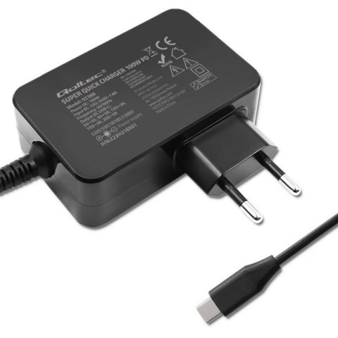 QOLTEC ŁADOWARKA GAN POWER PRO | 1XUSB-C | 100W | 5-20V | 3-5A | CZARNA QOLTEC ŁADOWARKA GAN POWER PRO | 1XUSB-C | 100W | 5-20V | 3-5A | CZARNA