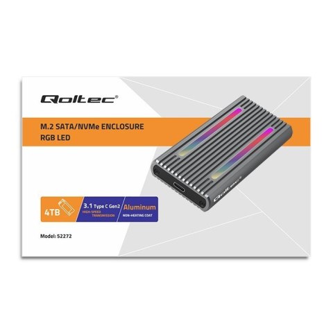 QOLTEC OBUDOWA NA DYSK M.2 SSD | SATA | NVME | RGB LED | USB-C | 4TB QOLTEC OBUDOWA NA DYSK M.2 SSD | SATA | NVME | RGB LED | USB-C | 4TB