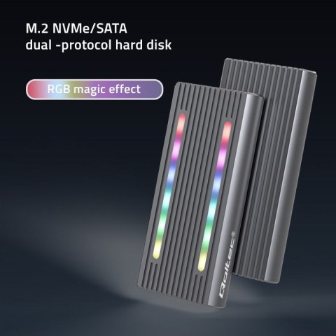 QOLTEC OBUDOWA NA DYSK M.2 SSD | SATA | NVME | RGB LED | USB-C | 4TB QOLTEC OBUDOWA NA DYSK M.2 SSD | SATA | NVME | RGB LED | USB-C | 4TB