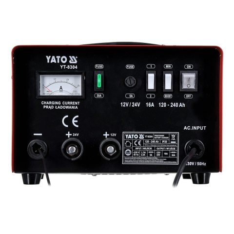 YATO PROSTOWNIK ZE WSPOMAGANIEM ROZRUCHU 16A 12V / 24V 120 - 240Ah YATO PROSTOWNIK ZE WSPOMAGANIEM ROZRUCHU 16A 12V / 24V 120 - 240Ah