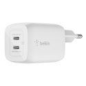 BELKIN WALL CHARGER 65W DUAL USB-C GAN PPS WHITE