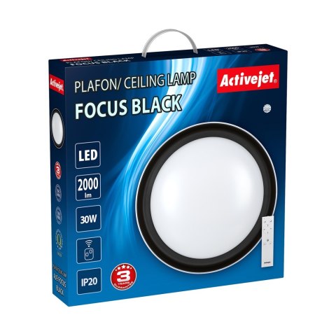 Nowoczesny plafon sufitowy LED Activejet FOCUS Czarny ściemnialny ze zdalnym sterowaniem na pilota Nowoczesny plafon sufitowy LED Activejet FOCUS Czarny ściemnialny ze zdalnym sterowaniem na pilota