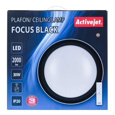 Nowoczesny plafon sufitowy LED Activejet FOCUS Czarny ściemnialny ze zdalnym sterowaniem na pilota Nowoczesny plafon sufitowy LED Activejet FOCUS Czarny ściemnialny ze zdalnym sterowaniem na pilota
