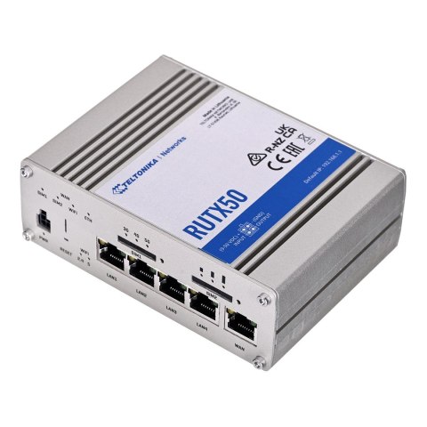 Teltonika RUTX50 | Profesjonalny przemysłowy router | 5G, Wi-Fi 5, Dual SIM, 5x RJ45 1000Mb/s Teltonika RUTX50 | Profesjonalny przemysłowy router | 5G, Wi-Fi 5, Dual SIM, 5x RJ45 1000Mb/s