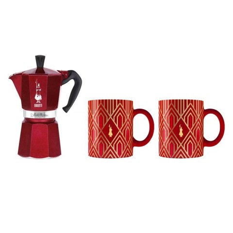 Bialetti - Deco Glamour - Moka Express 6tz Czerwona + 2 Kubki Bialetti - Deco Glamour - Moka Express 6tz Czerwona + 2 Kubki