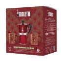 Bialetti - Deco Glamour - Moka Express 6tz Czerwona + 2 Kubki