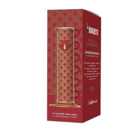 Bialetti - Deco Glamour - Zestaw 6 filiżanek do espresso na stojaku - Czerwony