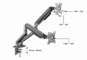 GEMBIRD BIURKOWE REGULOWANE RAMIĘ/UCHWYT NA 2 MONITORY 17-32, VESA 100X100MM, DO 9 KG, KOLOR SZARY