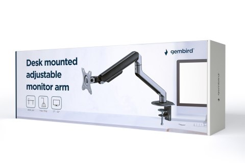 GEMBIRD BIURKOWE REGULOWANE RAMIĘ/UCHWYT NA MONITOR 17-32, VESA 100X100MM, DO 9 KG, KOLOR SZARY GEMBIRD BIURKOWE REGULOWANE RAMIĘ/UCHWYT NA MONITOR 17-32, VESA 100X100MM, DO 9 KG, KOLOR SZARY