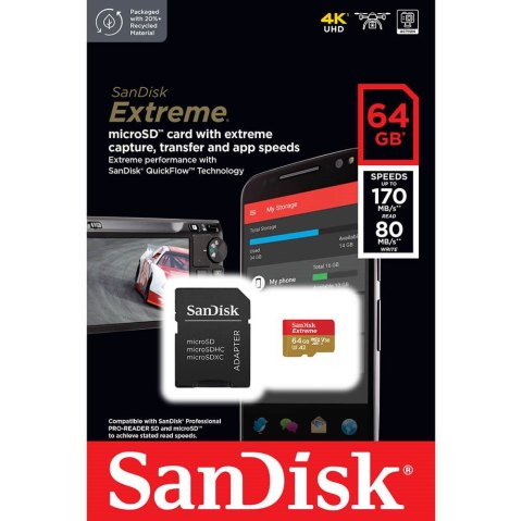 SANDISK EXTREME microSDXC 64 GB 170/80 MB/s A2 SANDISK EXTREME microSDXC 64 GB 170/80 MB/s A2