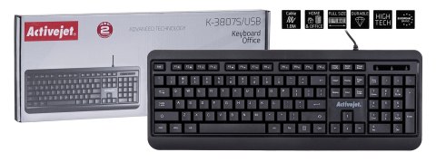 Activejet Klawiatura przewodowa USB K-3807S czarna Activejet Klawiatura przewodowa USB K-3807S czarna