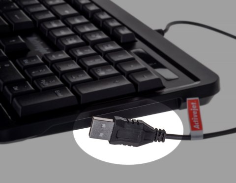 Activejet Klawiatura przewodowa USB K-3807S czarna Activejet Klawiatura przewodowa USB K-3807S czarna