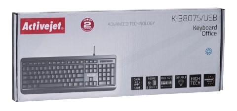 Activejet Klawiatura przewodowa USB K-3807S czarna Activejet Klawiatura przewodowa USB K-3807S czarna