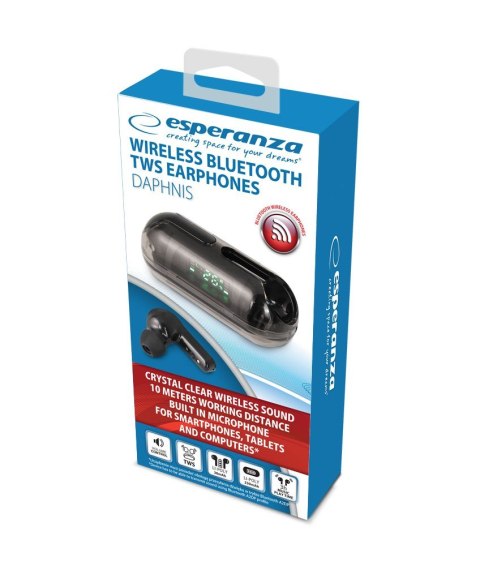 ESPERANZA SŁUCHAWKI DOUSZNE BLUETOOTH TWS DAPHNIS EH239K ESPERANZA SŁUCHAWKI DOUSZNE BLUETOOTH TWS DAPHNIS EH239K