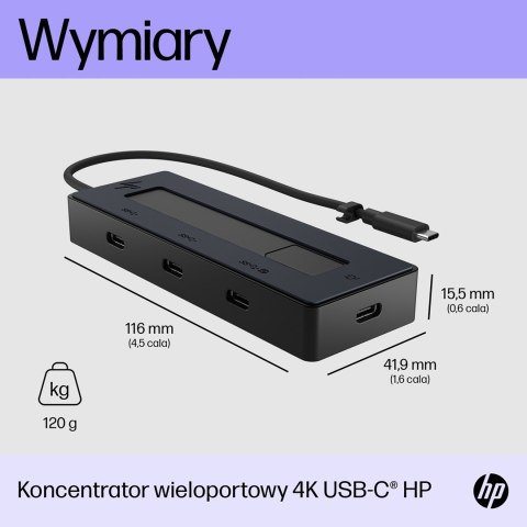 Stacja dokująca HP 4K USB-C Multiport Hub czarna 6G842AA Stacja dokująca HP 4K USB-C Multiport Hub czarna 6G842AA
